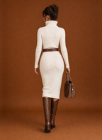 Women's Knee-Length Long-Sleeve Sweater Dress