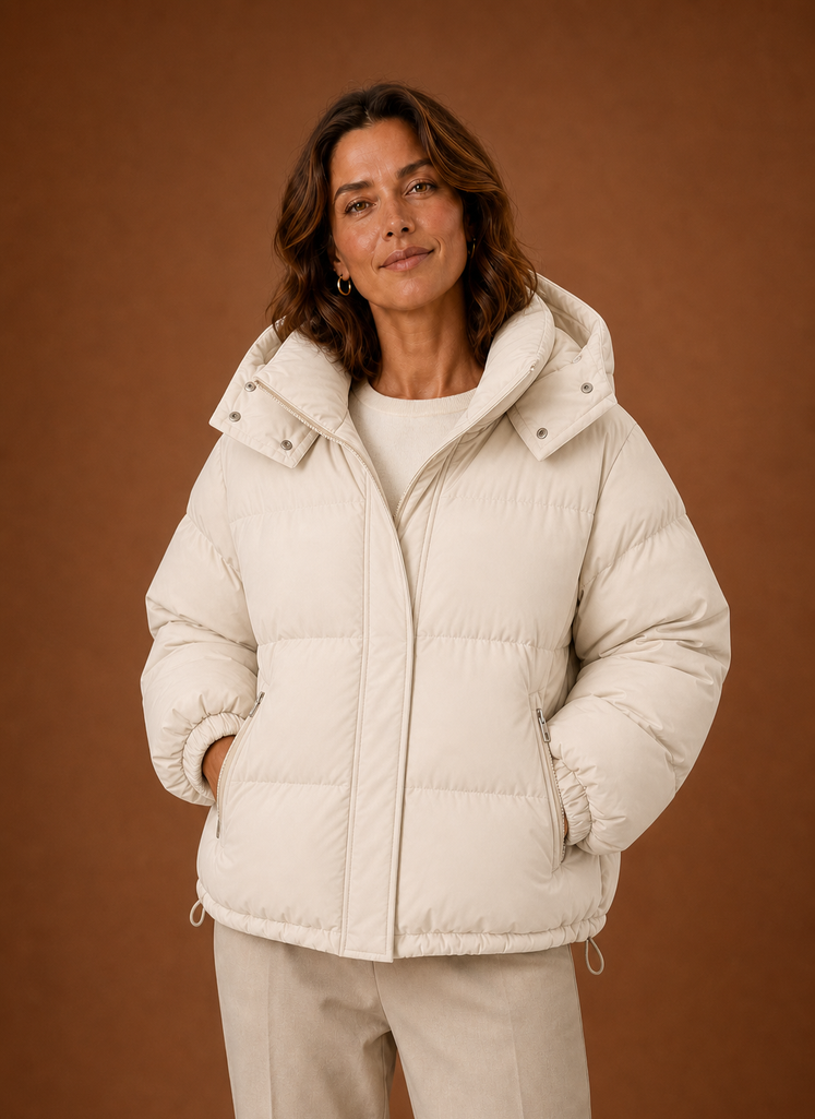 Women's Oversized Warm Puffer Jacket – Cream