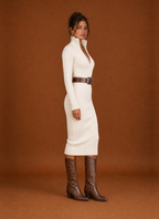 Women's Knee-Length Long-Sleeve Sweater Dress