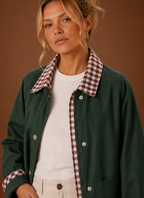 Women's Barn Jacket with Check Collar