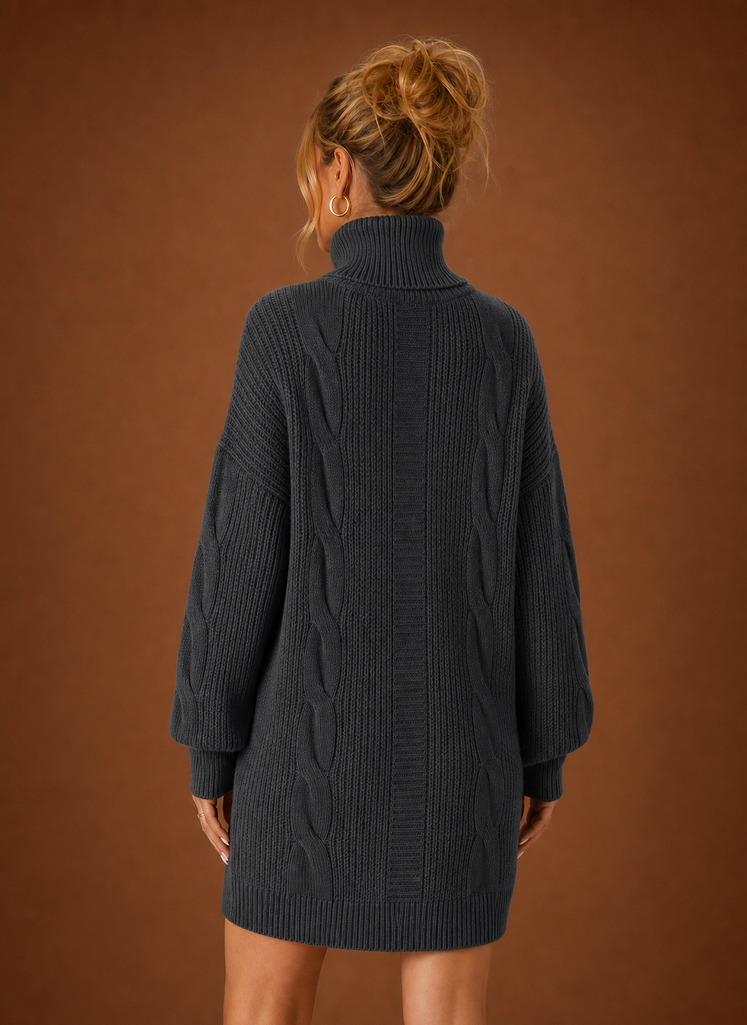 Women's Turtleneck Knit Sweater Dress