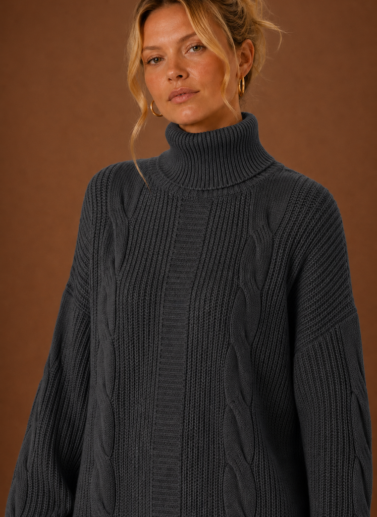 Women's Turtleneck Knit Sweater Dress