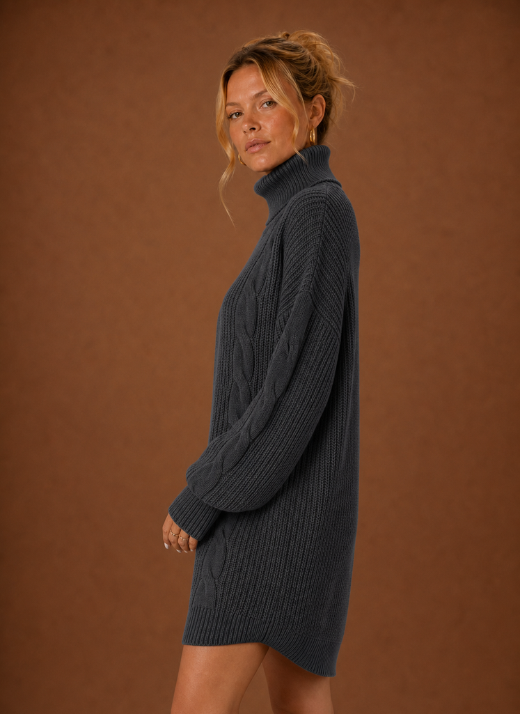 Women's Turtleneck Knit Sweater Dress