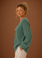 Women's V-Neck Button-Front Knit Cardigan