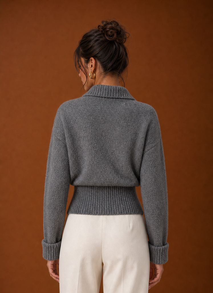 Women's Shawl-Collar Ribbed Wrap Jumper