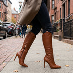 Women's Pointed-Toe Stiletto Knee-High Boots with Side Zip
