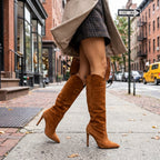 Women's Pointed-Toe Stiletto Knee-High Boots with Side Zip
