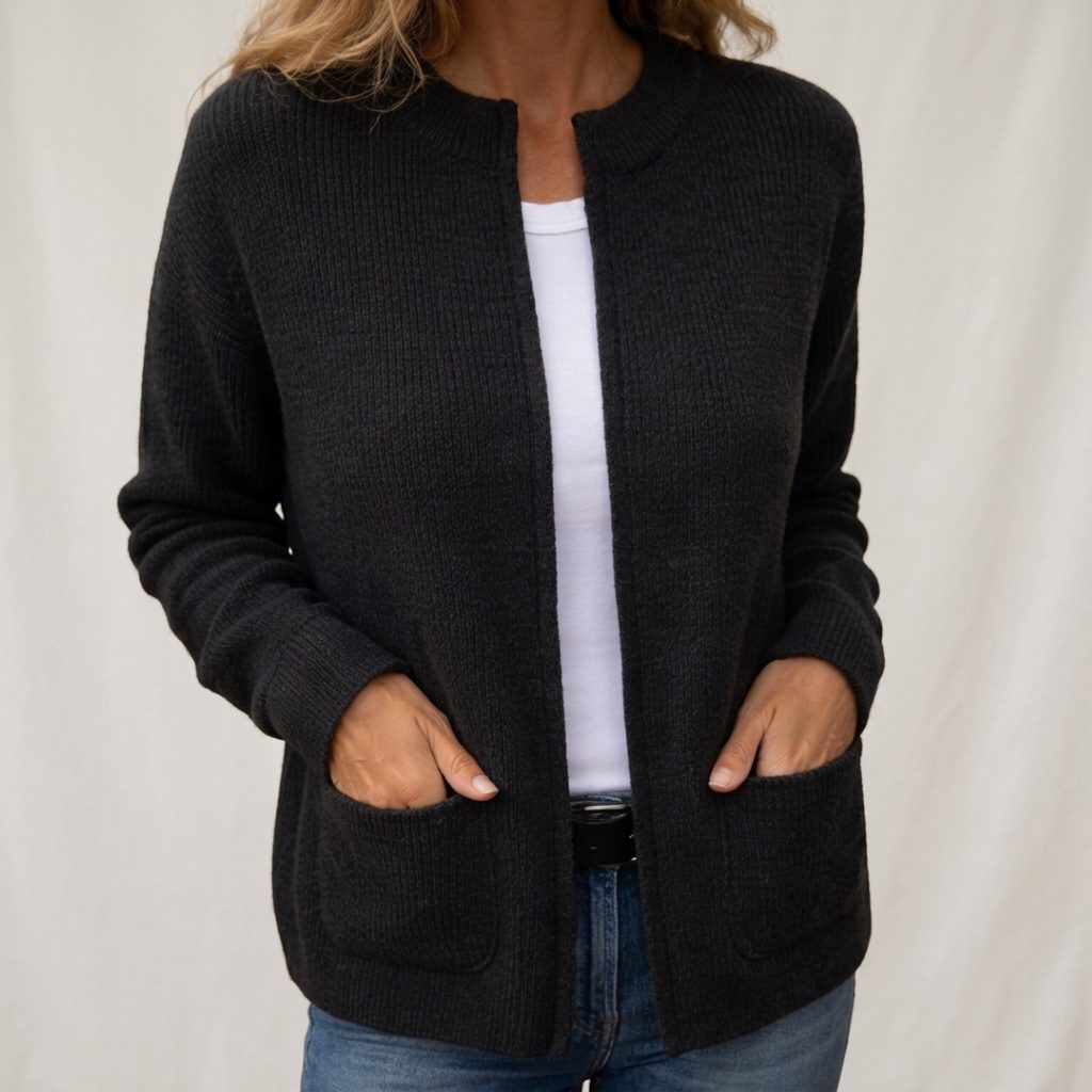 Women's Longline Rib Knit Pocket Cardigan – Black