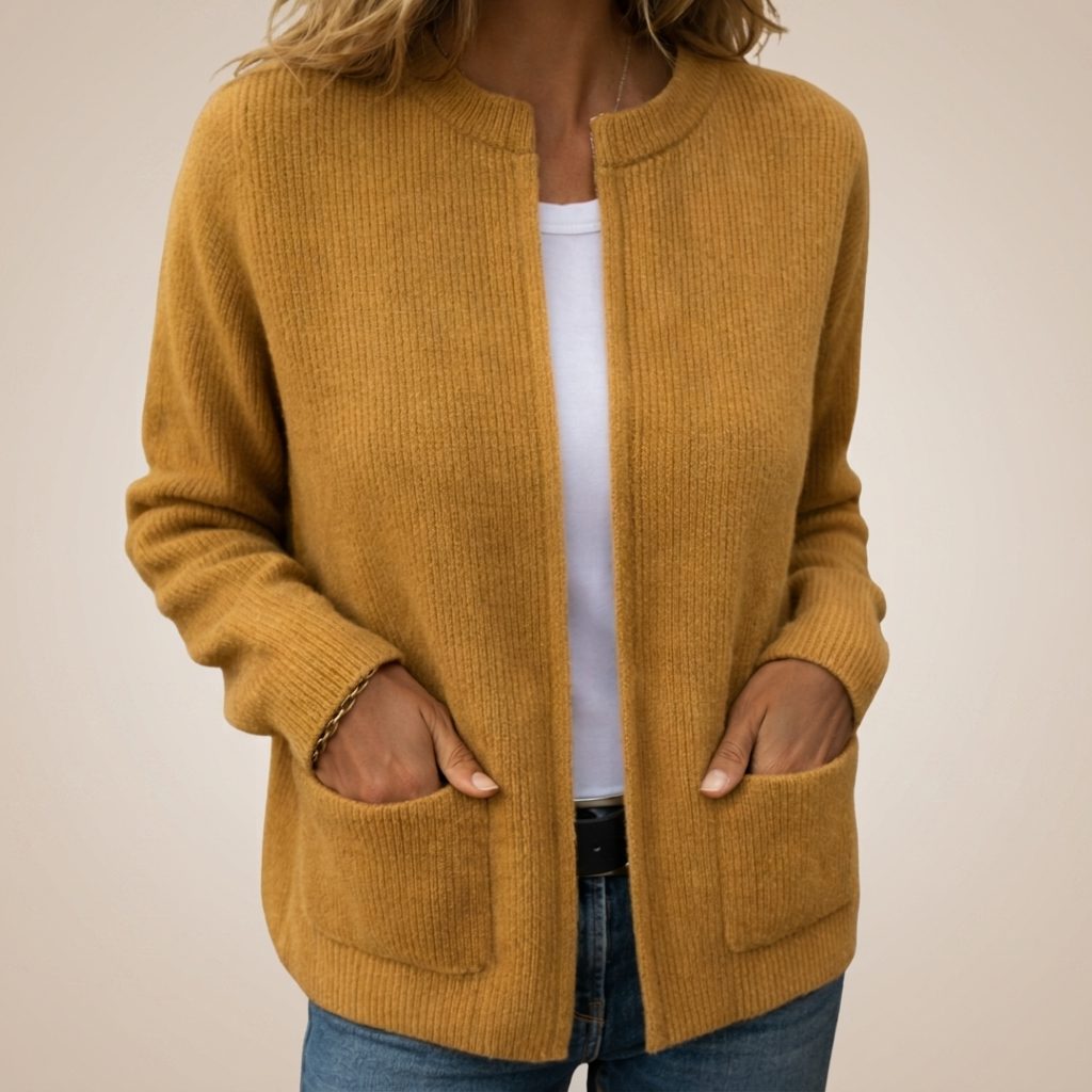 Women's Longline Rib Knit Pocket Cardigan – Yellow