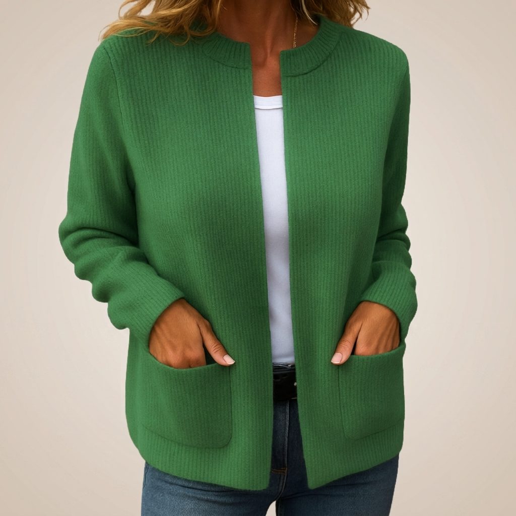 Women's Longline Rib Knit Pocket Cardigan – Green