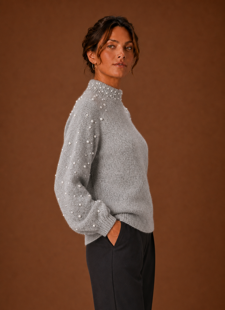 Women's Pearl-Embellished Knit Jumper