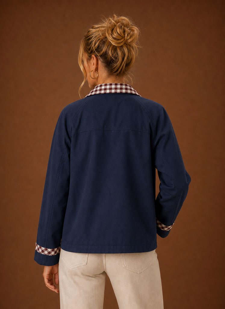 Women's Barn Jacket with Check Collar