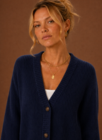 Women's V-Neck Button-Front Knit Cardigan
