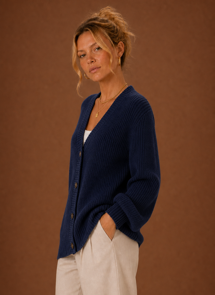 Women's V-Neck Button-Front Knit Cardigan