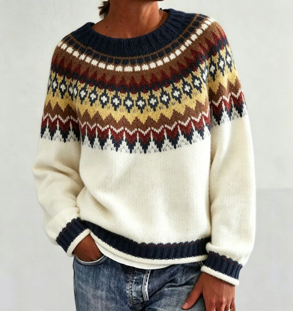 Women's Fair Isle Yoke Jumper with Plain Knit Body