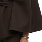 Women's Belted High-Neck Cape Coat with Batwing Sleeves