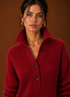 Women's Collared Henley Knit Sweater Dress