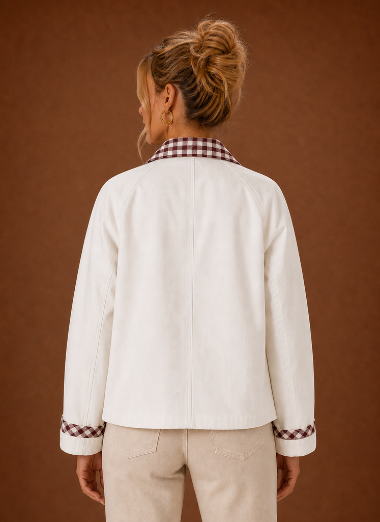 Women's Barn Jacket with Check Collar