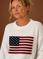 Women's Crew-Neck American Flag Knit Jumper