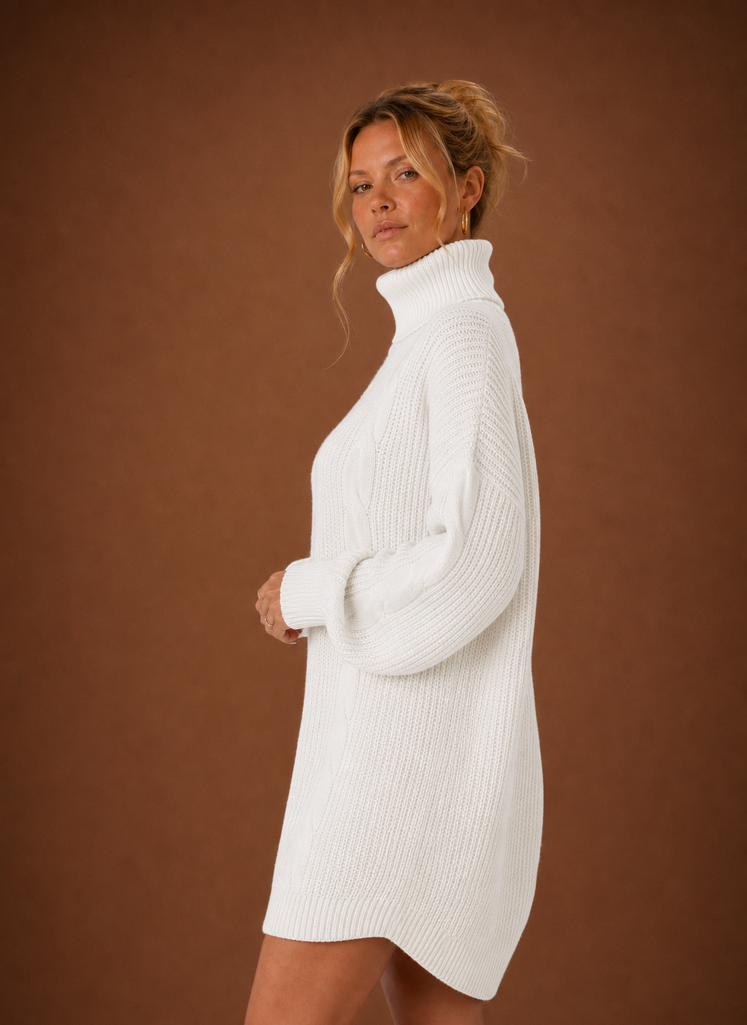 Women's Turtleneck Knit Sweater Dress