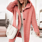 Women's Hooded Relaxed-Fit Longline Button-Front Knit Cardigan