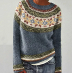 Women's Nordic Fair Isle Boat-Neck Relaxed-Fit Knit Jumper