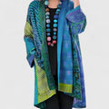 Women's Open-Front Boho Relaxed-Fit Long-Sleeve Cardigan – Blue