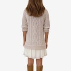 Women's Pleated-Hem Relaxed-Fit Mock-Neck Long-Sleeve Mini Jumper Dress