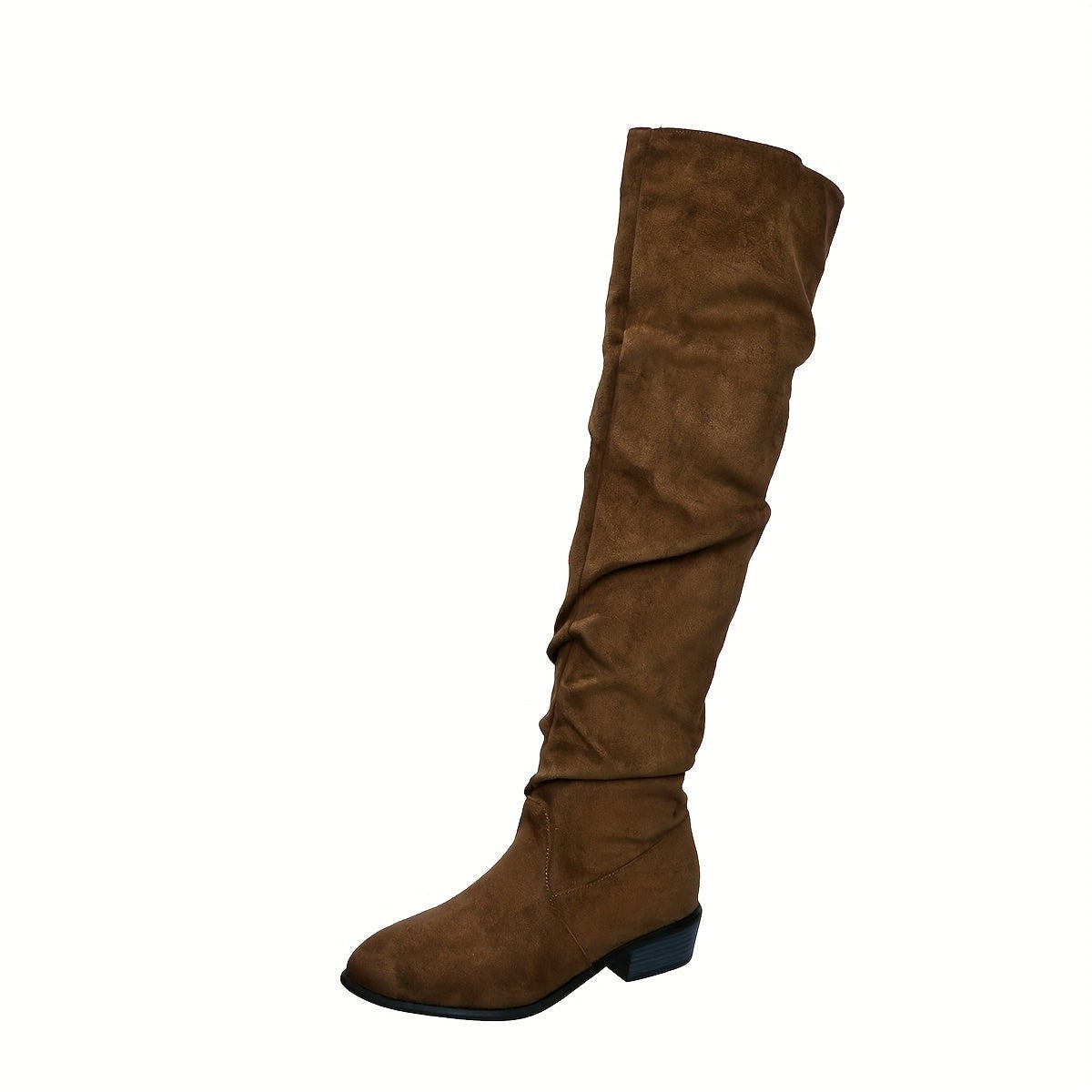 Women's Slouchy Pointed-Toe Low-Heel Over-The-Knee Boots