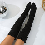 Women's Slouchy Pointed-Toe Low-Heel Over-The-Knee Boots