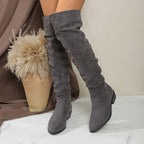 Women's Slouchy Pointed-Toe Low-Heel Over-The-Knee Boots