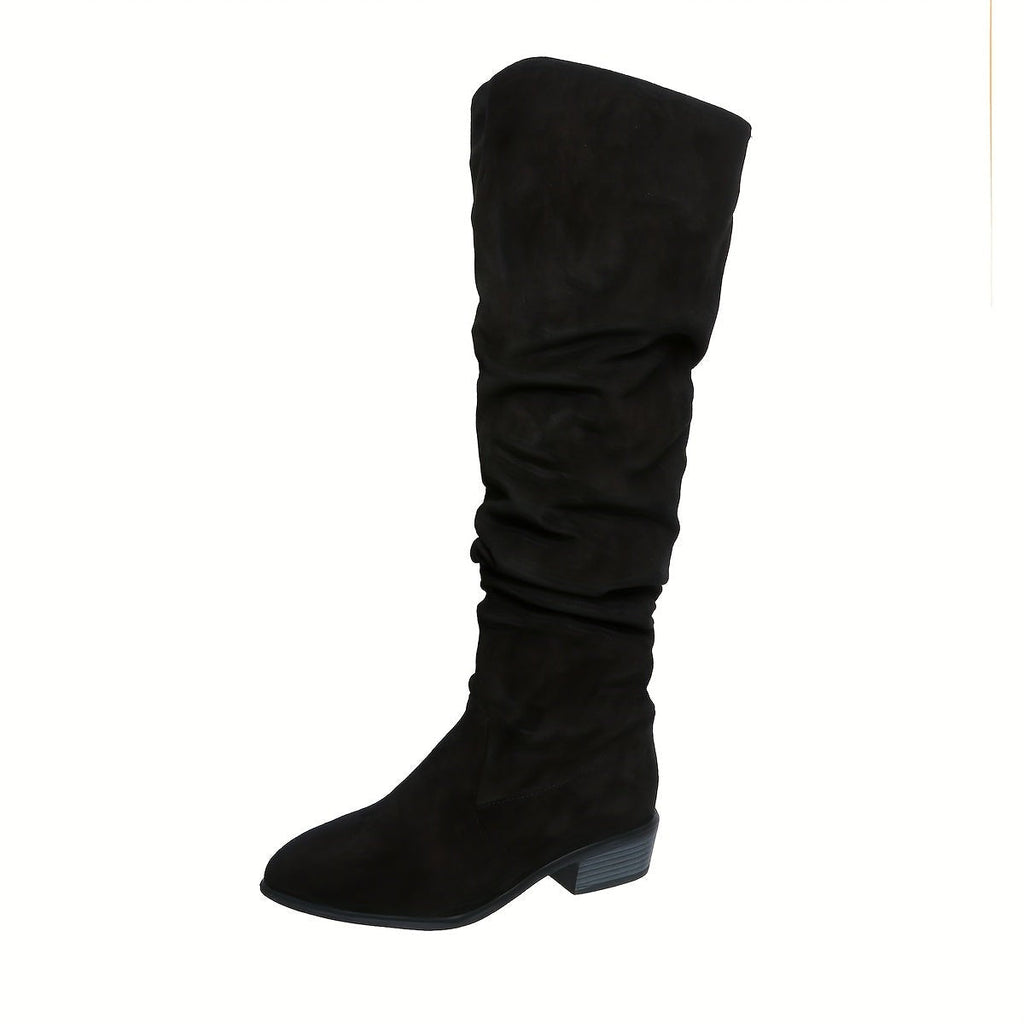 Women's Slouchy Pointed-Toe Low-Heel Over-The-Knee Boots