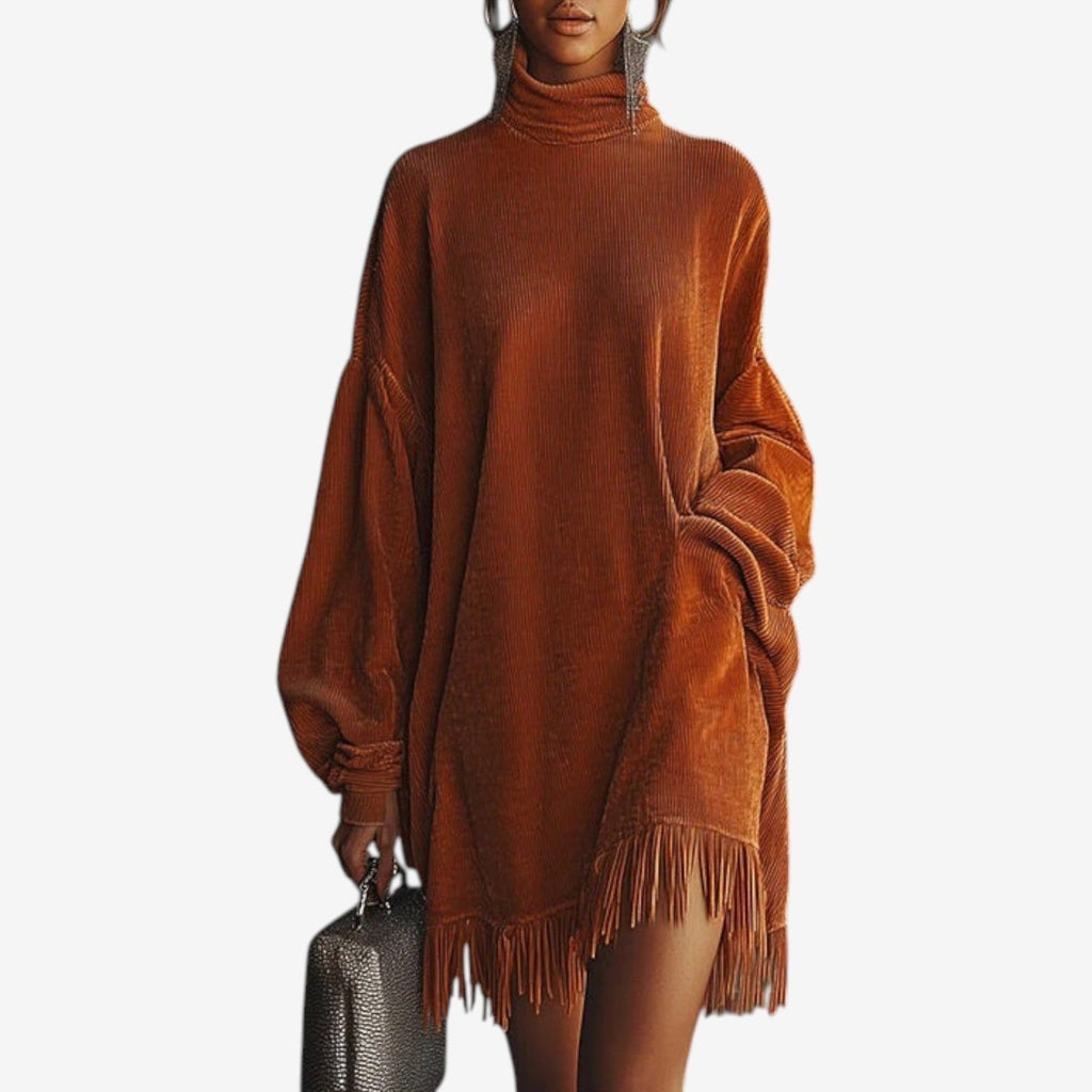 Sienna | Women's Turtleneck Oversized Boho Sweater Dress