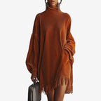 Sienna | Women's Turtleneck Oversized Boho Sweater Dress