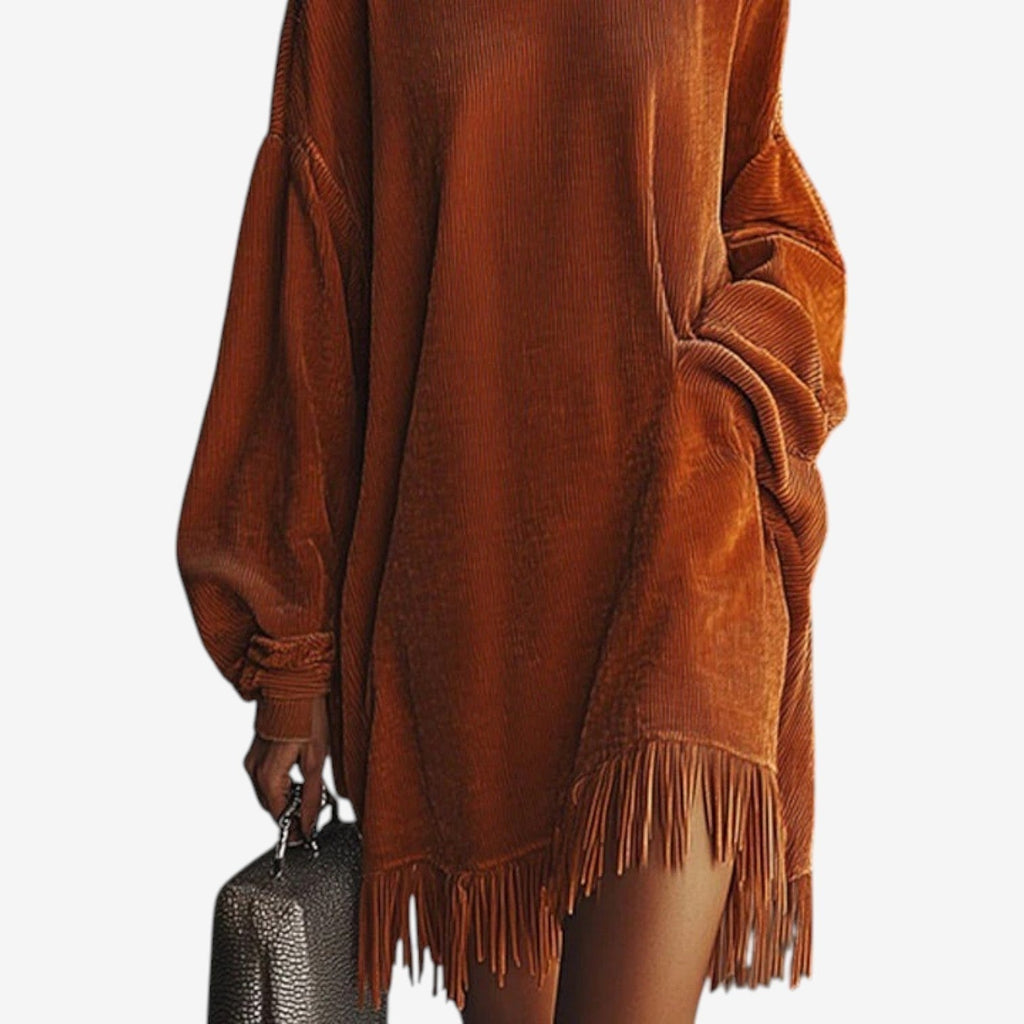 Sienna | Women's Turtleneck Oversized Boho Sweater Dress