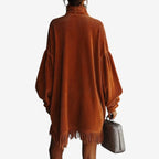 Sienna | Women's Turtleneck Oversized Boho Sweater Dress