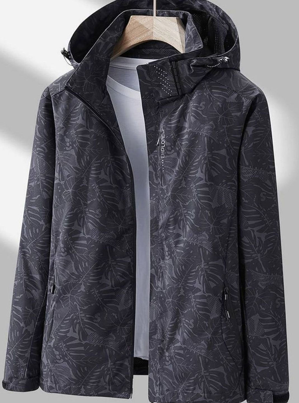 Women's Packable Rain Jacket with Drawstring Hood – Black